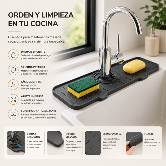 Bandeja Organizadora con Drenaje de Silicona | Cocina y Baño Siempre Ordenados