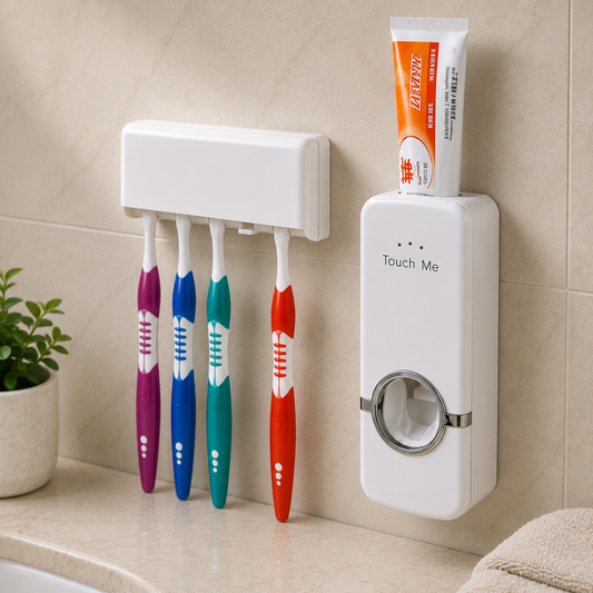 Dispenser Automático de Pasta Dental con Porta Cepillos | Orden e Higiene para tu Baño