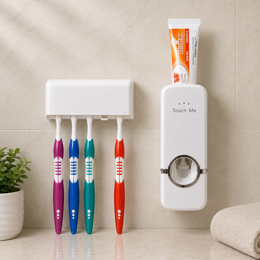 Dispenser Automático de Pasta Dental con Porta Cepillos | Orden e Higiene para tu Baño