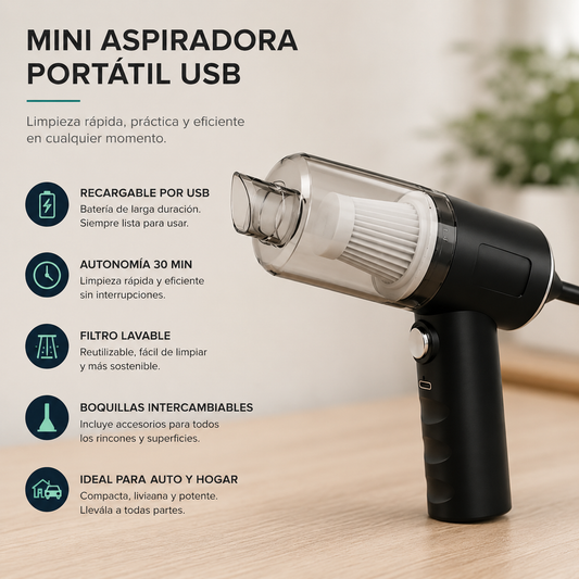 Mini Aspiradora Portátil Recargable USB