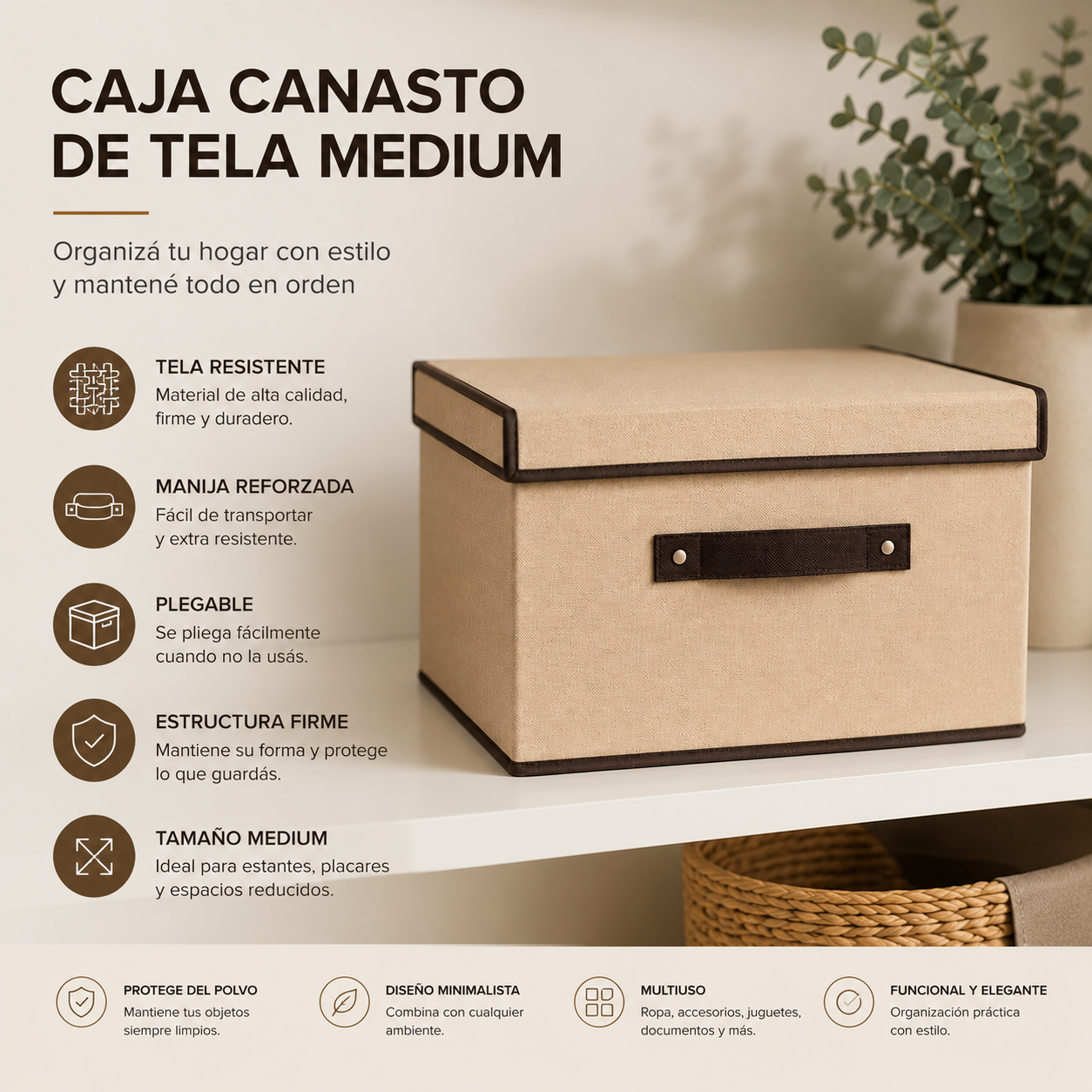 Caja Organizadora Premium de Tela con Tapa | Orden y Estilo para tu Hogar