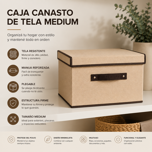 Caja Organizadora Premium de Tela con Tapa | Orden y Estilo para tu Hogar
