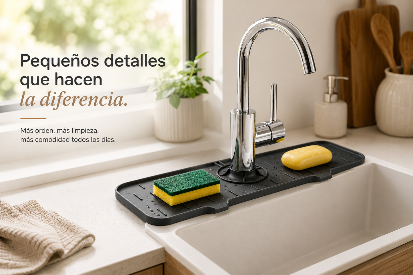 Bandeja Organizadora con Drenaje de Silicona | Cocina y Baño Siempre Ordenados