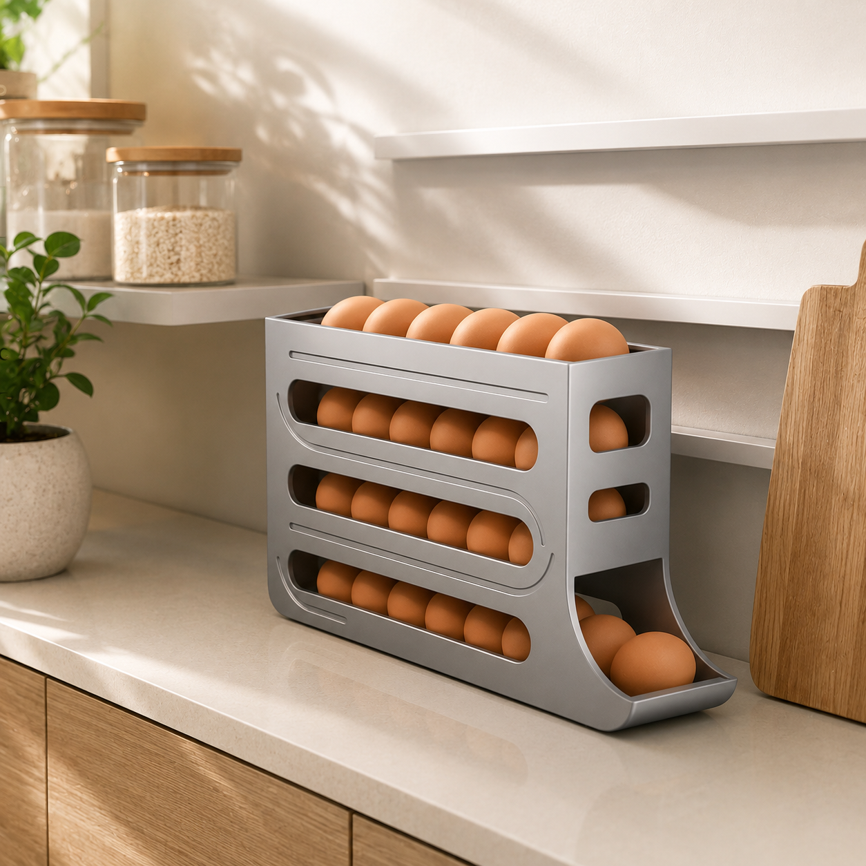 Huevera Organizadora de 3 Niveles para Heladera | Más Espacio y Orden en tu Cocina