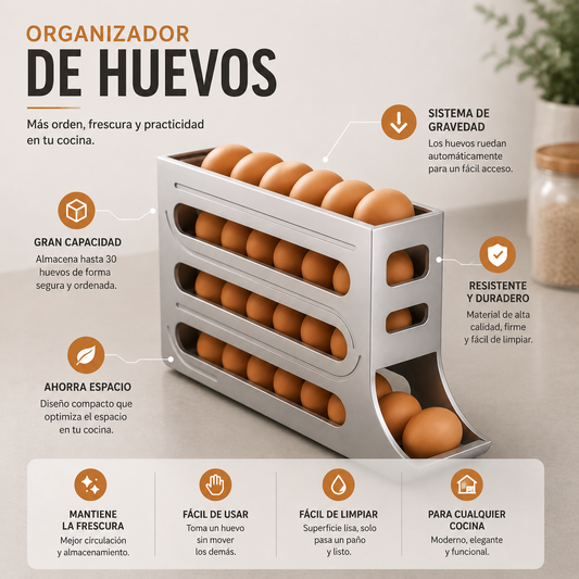 Huevera Organizadora de 3 Niveles para Heladera | Más Espacio y Orden en tu Cocina
